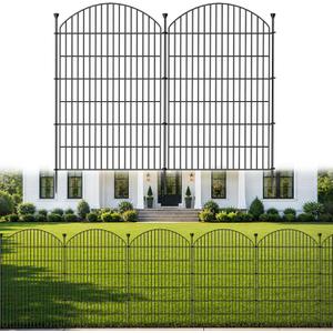 12 Pack No Dig Decorative Garden Fence Panels, 40in(H) x 29ft(L), Dog Fence Outdoor for Yard, Rustproof Metal Animal Barrier for Rabbits & Flowers, Temporary Fencing for Patio, RV