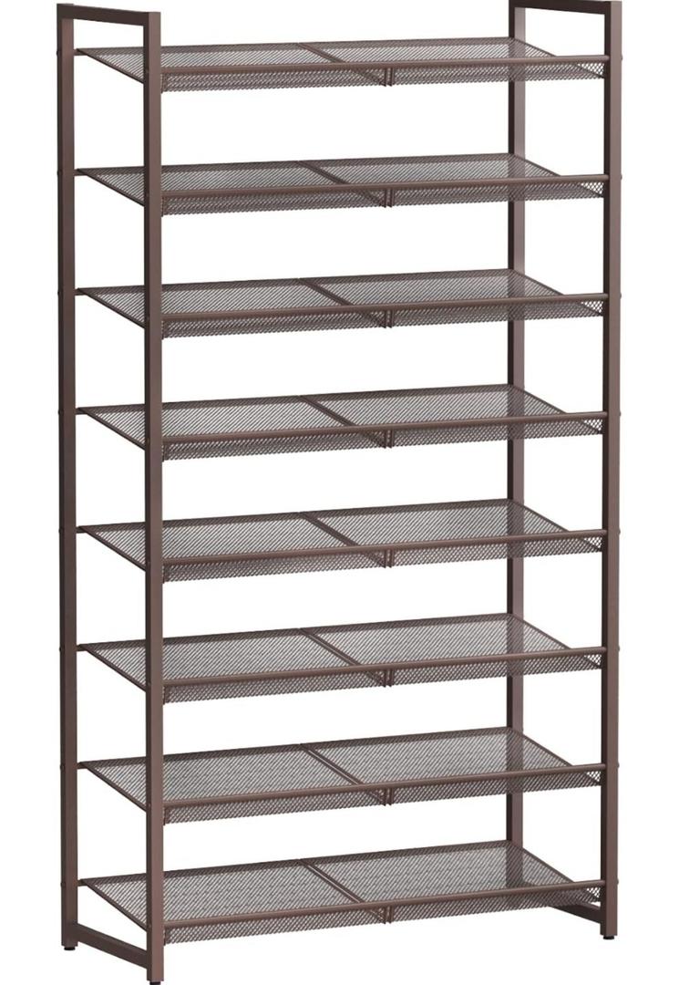 8Tier Metal Tall Shoe Rack,Large Shoe Rack for Closet,entryway,Garage, with Adjustable Flat or Angled Shelves, Hold 32-40 Pairs Shoes