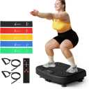 Vibration Plate Exercise Machine for Lymphatic Drainage,Softgym Power Vibrate Stand Shake Board 400 Lbs Capacity Whole Body Workout Waver with Fitness Resistance Bands Weight Loss Gifts for Women Men