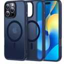 Meifigno Magnetic Case for iPhone 16 Pro (6.3") – [Military Grade Drop Tested] Translucent Matte Back with Strong MagSafe – Slim Protective Phone Cover,  Blue