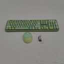 Wireless Keyboard and Mouse Combo, Ergonomic Full Size Typewriter Retro Round Keycaps Keyboard, Compatible with Windows, PC, Perfer for Home and Office Keyboards (Green