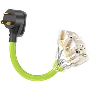 30 Amp to 110V 20 Amp RV Distribution Adapter, NEMA TT-30P to 5-15R/5-20R T-Blade Household Connectors,RV/Generator Adapter Cord with LED Indicator,10 Gauge 12 inch