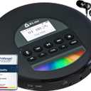 KLIM Nomad Portable CD Player Discman with Long-Lasting Battery - with Headphones - Radio FM - Compatible MP3 CD Player Portable - TF Card Radio FM Bluetooth - Ideal for Cars - New Version - Argent