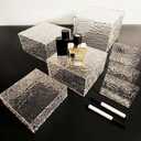 4PCS Buffet Risers Display Stands with 4PCS Mini Signs, Acrylic Cube Display Risers with Hollow Bottom, 1 Set (6, 6.5, 7, 8)" (Transparent, 1 Set ( 6'',6.5'',7'',8'' ))