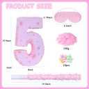 Pink Number 5 Piata with Pinata Stick & Blindfold for Kids Girls Boys 5th Birthday Party Decorations Carnival Games with Hair Claw Clip Gift (Number 5)