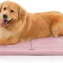 Made4Pets Dog Crate Pad Bed for Large Dogs, Washable & Reversible, Anti-Slip Kennel Mat for Cozy Sleeping, Soft Fluffy Dog Bed for Indoor & Outdoor Use, 44"x32", Pink