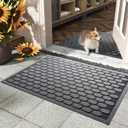 AMOAMI-Door Mat Outdoor Indoor Entrance-Front Door Mat Durable Rubber Backed Non Slip Absorbent Indoor Outdoor Doormat for Outside Inside Entry Entryway-Dirt Trapper Welcome Mat-Grey 17"x30" (Oval Grey)
