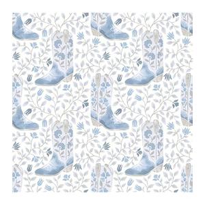 6ft Long Cowgirl Like Me Blue Peel and Stick Wallpaper