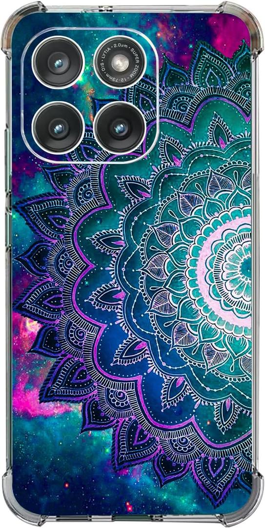 Case for Motorola Edge 2025,Mandala Flower Space Drop Protection Shockproof Case TPU Full Body Protective Scratch-Resistant Cover for Motorola Moto Edge 2025