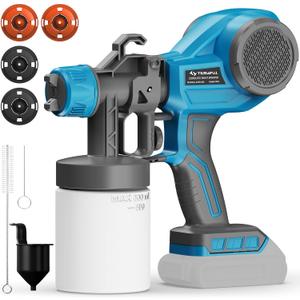 Tilswall Cordless Paint Sprayer Brushless, Compatible with Dewalt 20V Battery (Battery Not Included), Easy Side-Fill, 1300ml Container, Electric HVLP Spray Paint Gun for House Painting, Furniture