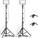 EMART Led Photography Lighting Kit, 2 Pcs Dimmable Continuous Portable Studio Light with 54 inch Adjustable Tripod Stand for Video Recording, Photoshoot, YouTube, Game Streaming (53-136cm)
