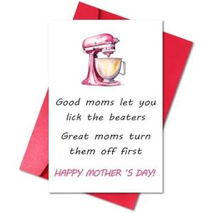 Pack of 3 LYMEQING Funny Mother’s Day Card for Mommy Wife Her Women, Hilarious Mother’s Day Gift Card from Daughter Son Husband (Good Moms Let You Lick the Beaters, Great Moms Turn Them Off First)