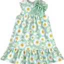 Kids Little Girl Clothes Sleeveless A Line Swing Midi Dress Toddler Casual Dresses Summer Outfits Sundress (Blue, M)