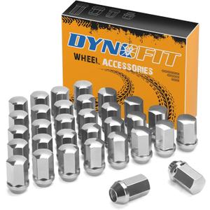 Dynofit M14x1.5 OE Wheel Lug Nuts for 2008+ Che-vy Silverado GM/C Sierra 2500 3500,One-Piece Chrome Factory Lug Nuts for 2012+ RAM 2500 3500, 32PCS 7/8" Hex 1.75" H Replace OEM 611-236|611-330