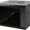 Tecmojo Full Welded & Assembled 6U Standard Wall Mount Rack Network Cabinet for 19" IT Equipment,with Lockable Glass Door and Side Panels,Cooling Fan,17.7inch Depth (Assembled 6U Glass/Black)