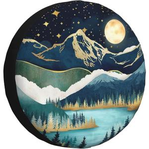 Spare Tire Cover for RV Camper Trailer Mountain Natural Scenery, Weatherproof Universal Wheel Cover for RV Travel Trailer Camper Truck 14inch