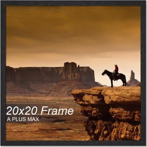 A PLUS MAX Square 20x20 Frame, Black Engineered Wood Picture Frame for 20 x 20 Picture Poster Photo, Light Weight 20 by 20 Frame with Wood-grain for Wall - 1 Pack/Black/20 x20