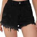 Metietila Women's High Waisted Stretchy Denim Shorts Ripped Raw Hem Summer Jeans Shorts, XL