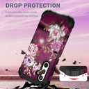 Hocase for Galaxy S23 FE Case, Heavy Duty Shockproof Protection Soft Silicone Rubber+Hard Plastic Bumper Hybrid Protective Case for Samsung Galaxy S23 FE 5G (6.4"") 2023 - Burgundy Flowers