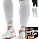Doctor's Select 2 Pairs Copper Calf Compression Sleeves for Women - Compression Sleeves, Leg Sleeves for Women, Varicose Veins Compression Socks, Black and White XXL