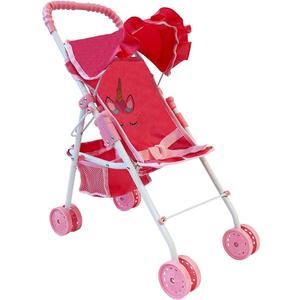 My First Baby Doll Stroller for Toddlers 3 Year Old Girls, Little Kids | Folding Baby Stroller for Dolls, Toy Stroller for Baby Dolls with Bottom Storage Basket, Foldable Frame, Canopy, Seatbelt