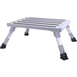 Homeon Wheels Large RV Step Stool, Adjustable Height Aluminum Folding Platform Step and Ladder with Non-Slip Rubber Feet, More Stable Supports Up to 1,500lbs Safety RV Steps 19" x 14.5"