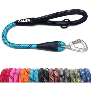 ZALER Short Dog Leash, 18 Inches Rope Traffic Leashes for Dogs, Reflective Dog Lead with O-Ring, Heavy Duty Pet Leash for Large and Medium Dogs (18'' Blue)