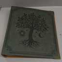 Leather D Ring Binder Fits 8.5"x11" Letter Size Paper, 1.5 Inch EZD Ring Binders Holds 400 Sheets, Notepad Paper Cover Loose Leaf Organizer with Inner Pockets, Green Tree