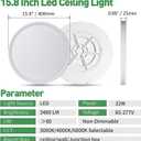 15.8 Inch LED Flush Mount Ceiling Light, 32W, 3480LM, 3000K/4000K/6000K CCT Selectable, Round Flat Panel Light Fits for Hallway, Kitchen, Bedroom, Laundry Room