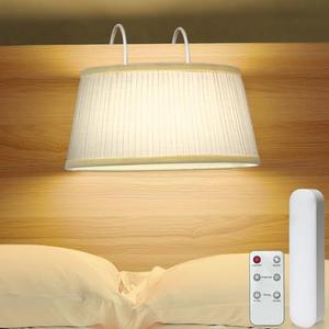 FINCMY Bed Reading Light Headboard Reading Light with Adjustable Hook, Dimmable Book Light for Reading in Bed Bedtime Reading Lamp, 3 Color Modes and Battery Operated