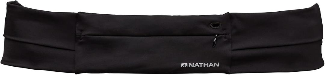 Nathan Running Belt Adjustable Fit Zipster, Zippered, Weather-Resistant Pocket & Two Quick-Stash Pockets for Running Gear, Running Fanny Pack, Walking, Hiking, Gym (One Size, Black)