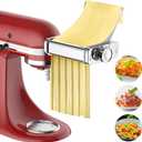 3 in 1 Pasta Attachment for Kitchenaid Stand Mixer, All Metal Pasta Maker Kitchenaid Attachment, Pasta Sheet Roller, Spaghetti Cutter, Fettuccine Cutter Maker Accessories and Cleaning Brush by Gvode