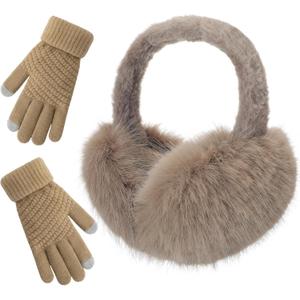 TOBEHIGHER Winter Ear muffs Faux Fur Warm Earmuffs Cute Foldable Outdoor Ear Warmers For Women (Brown)