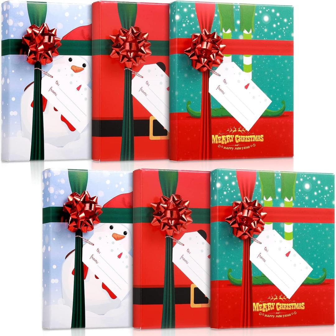 Outus Christmas Gift Card Box Holder with Bows and Tags Merry Christmas Gift Cards Present Wrap Boxes Mini Favor Boxes for Wedding, Xmas, Holiday, Baby Shower Birthday Party Decoration (Snowman)