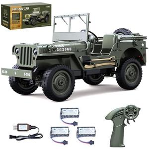 Hylukon Remote Control Car, 2.4Ghz 4WD Off Road RC Jeep Rock Crawler Vehicle with Linked Lights, 1:10 Scales All Terrain Remote Control Trucks RTR Hobby RC Car for Teen Adults