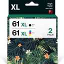 61XL Ink Cartridge Combo Pack Remanufactured for HP Ink 61XL Work with HP61 Envy 4500 5530 4502 5535 OfficeJet 4630 4635 4610 2620 DeskJet 1000 1010 1512 2540 Printer(Black, Tri-Color)