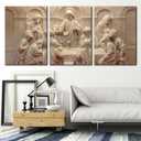 3 Pieces Canvas Wall Art Picture The Last Supper Sculpture Style Paintings on Canvas 12 Apostles Modern Artwork for Home Decor Framed Gallery-wrapped Stretched Ready to Hang - 20"x28"x3 Panels