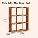 Wooden Coffee Mug Display Rack, Countertop Freestanding Grid Vintage Coffee Cup Display Stand, Rustic Coffee Mug Holder Organizer for Kitchen, Coffee Station,9 Grid