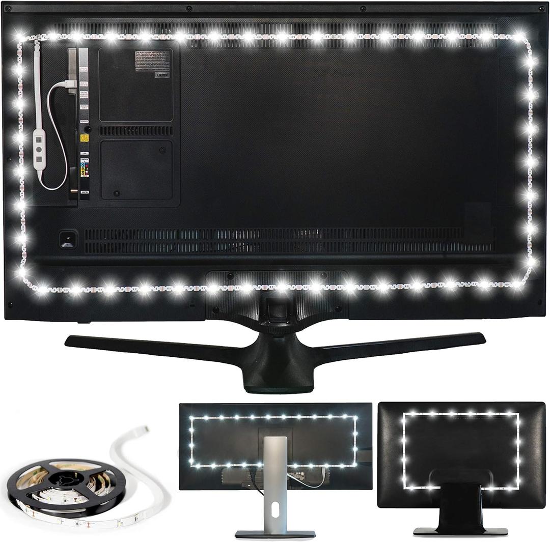 Power Practical LED Lights for TV Backlight, USB Powered TV LED Light Strip W/Bias Ambient Lighting for Home Theater, True White, Size (30"-40 TV)