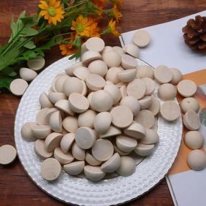 100 Pack Unfinished Wooden Beads - 25mm Half Round Wooden Beads and Small Wood Balls Half Craft Balls for DIY Projects, Christmas Decorations