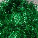 Ohiyoo 50 Feet Green Tinsel Garland Christmas Foil Tinsel Garland Decoration Metallic Banner Wall Hanging Streamers for Christmas Tree Birthday Party Decorations (3.54" x 50', Green)