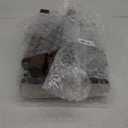 LUE BONA Upholstered Fabric Vanity Bench Seat, Makeup Stools for Vanity, Square Tufted Ottoman Bench with Carved Dark Brown Legs for Bedroom Living Room, Linen Color