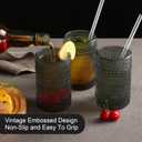 ZMOWIPDL Vintage Glassware Drinking Glasses Set of 6,15 oz Hobnail Glass Cups,Embossed Grey Water Tumbler,for Beer,Cocktail,Whiskey,Juice and Various Mixed Drinks- 1 Cleaning Brush