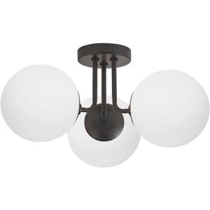 Modern Ceiling Light Fixture, 3-Lights Soft Black Semi Flush Mount Ceiling Light With Frosted Glass Shade, Hallway Sputnik Chandelier Lighting Fixture, Close To Ceiling Light Fixtures for Bedroom