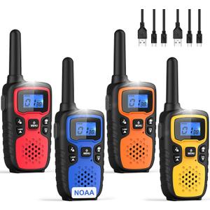 Wishouse Walkie Talkies for Adults Long Range-Rechargeable 4 Pack 2 Way Radios, Hiking Accessories Camping Gear Xmas Birthday Gift for Kids Family with Lamp,SOS Siren,NOAA Weather Alert,Easy to Use