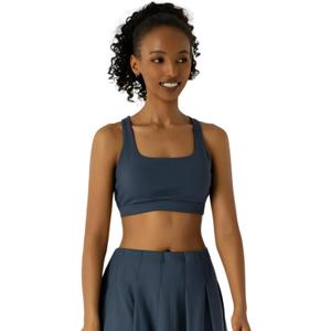 Womens Sports Bra Padded Crisscross Back Medium Support Sports Bras with Removable Cups for Workout Yoga (Blue, XL)