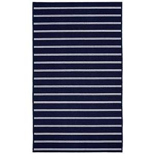 Garland Rug Avery Striped Navy Blue / White 4 Ft X 6 Ft Rug Non-Slip, Soft, Stain-Resistant Ideal For Living Rooms & Hallways, Stylish & Durable For High-Traffic Areas