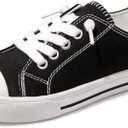 Colgo Boys Girls Sneakers Canvas Lace up Walking Shoes for Little Big Kids (Black, 3 Little Kid)