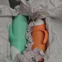 Tabor Place Set of 2 - Glass Sippy Cup for Toddlers - The Luca | Spill-Proof | Silicone Straw | Mint Green & Orange | 8 oz | Liquids Never Touch Plastic | Removable Handles (orange)