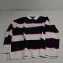 Men's Polo Shirts Long Sleeve Striped Dry Fit Casual Collared Pique Golf Polo Shirts for Mens, L, Navy White